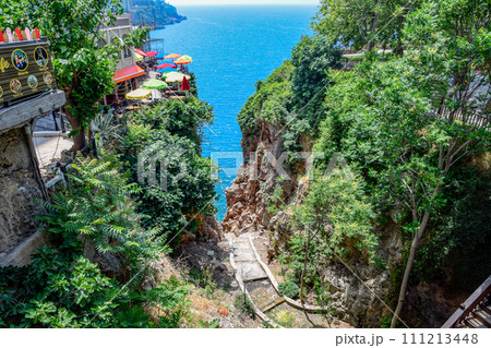 Gorge in rocks overlooking the sea Gorge in rocks overlooking the sea 111213448