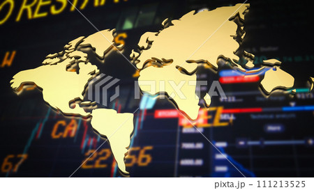 The world map on Business chart Background for geopolitics concept 3d rendering. The world map on Business chart Background for geopolitics concept 3d rendering. 111213525