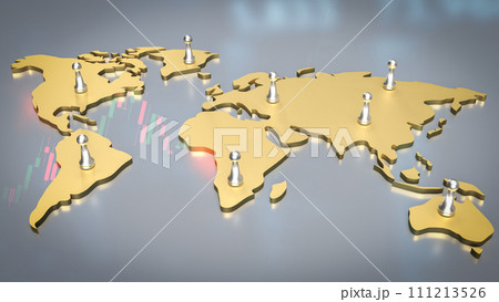 The world map on Business chart Background  for geopolitics concept 3d rendering. 111213526