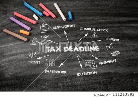 Tax Deadline. Regulations, Stimulus Check, Payments and Profit concept. Black scratched textured Tax Deadline. Regulations, Stimulus Check, Payments and Profit concept. Black scratched textured 111213592