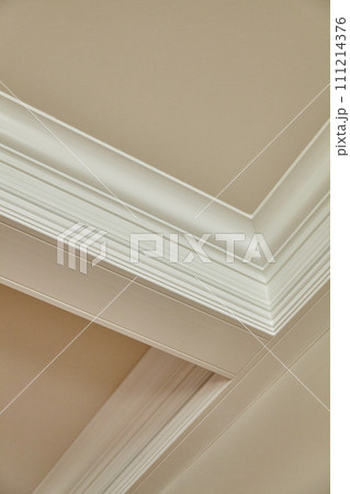 Elegant Crown Molding Detail in Modern Interior, Upward View 111214376