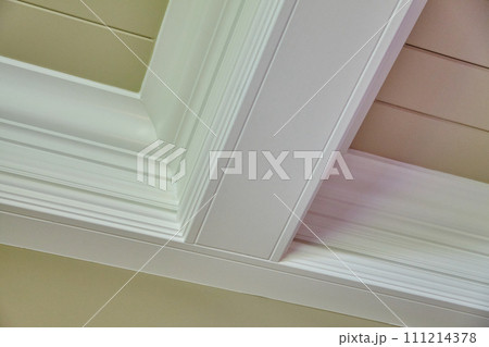 Elegant Crown Molding and Textured Ceiling Detail, Upward View 111214378