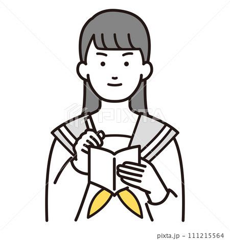 メモ書きをする学生イラスト 111215564