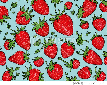 いちごとイチゴのシームレスパターン いちごとイチゴのシームレスパターン 111215857