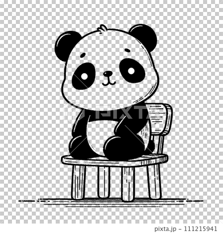 熊貓坐在椅子上 111215941