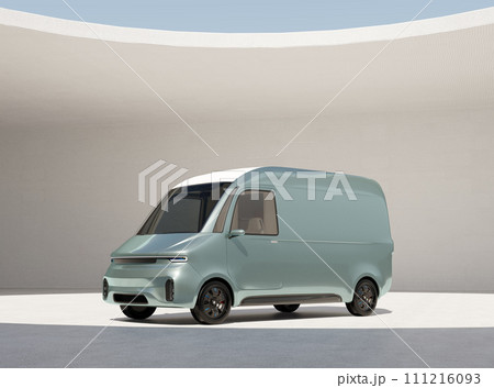 電動宅配車のイメージ。物流サービスの脱炭素コンセプト 電動宅配車のイメージ。物流サービスの脱炭素コンセプト 111216093