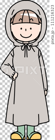 woman wearing a raincoat 111216323