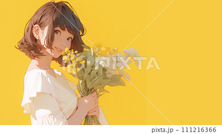 花束を持つ女性　AI生成 111216366