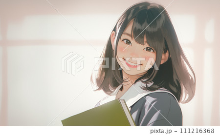 学生服を着た女子生徒　AI生成画像 111216368