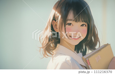 学生服を着た女子生徒　AI生成画像 111216370