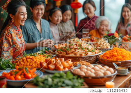 Scene of a family gathering to celebrate 111216453