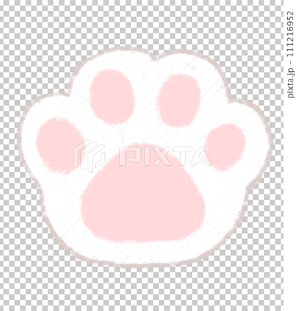 Pink paw icon crayon touch white 111216952