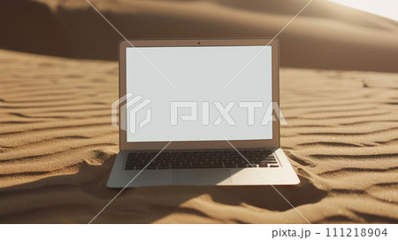 【AI生成画像・AIイラスト】砂漠の中のノートパソコン 【AI生成画像・AIイラスト】砂漠の中のノートパソコン 111218904