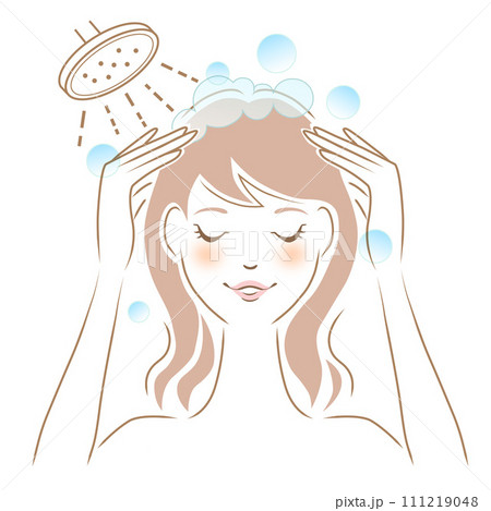 シャンプーをする女性 111219048