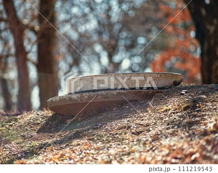 半分露出した公園のマンホール 111219543