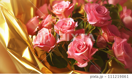 【AI生成画像・AIイラスト】赤いバラの花束 111219861