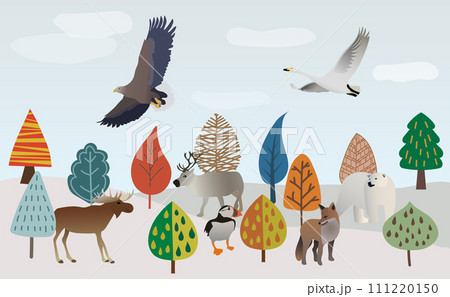 北欧の森と動物のイラスト 111220150