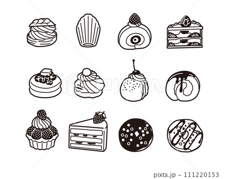 スイーツのイラストセット（線画） 111220153