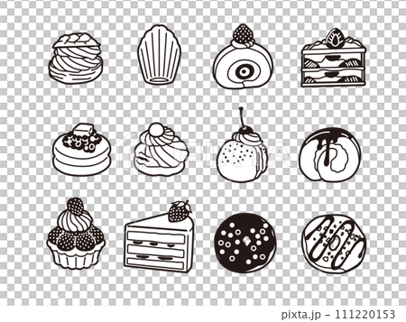 スイーツのイラストセット（線画） 111220153