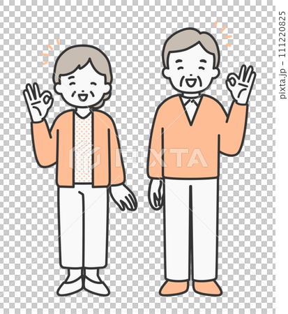 Illustration material of a senior person giving an OK sign Illustration material of a senior person giving an OK sign 111220825
