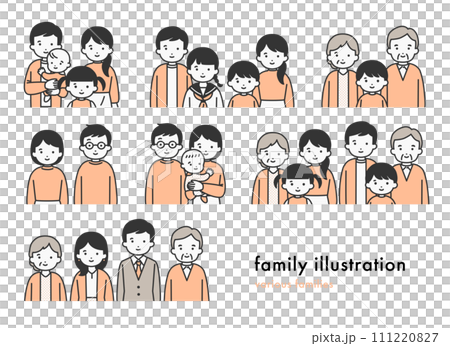 Illustration material of various families and groups of people Illustration material of various families and groups of people 111220827