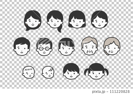 Various people's face icon illustration materials Various people's face icon illustration materials 111220828
