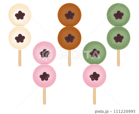 Dango Cartoon illustration Dango Isolated Colorful Dango Japanese Dessert Dango With Topping Red Beans 111220995