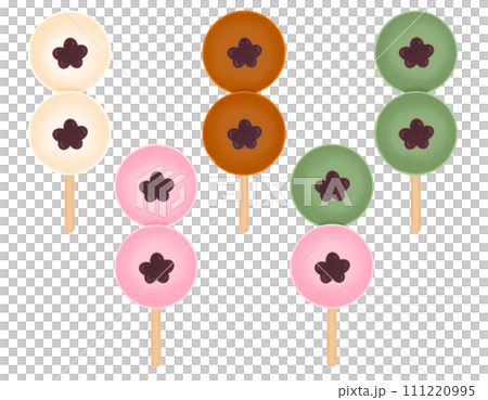 Dango Cartoon illustration Dango Isolated Colorful Dango Japanese Dessert Dango With Topping Red Beans 111220995
