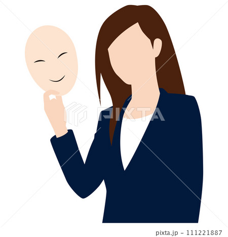 笑顔の仮面を外す女性ビジネスマン 111221887