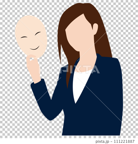 笑顔の仮面を外す女性ビジネスマン 111221887