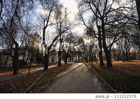 view of the autumn Park and the Kazan Church in Kolomenskoye Park in Moscow view of the autumn Park and the Kazan Church in Kolomenskoye Park in Moscow 111222378