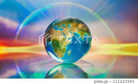 クリスタルな地球のイメージイラスト(AI生成画像) クリスタルな地球のイメージイラスト(AI生成画像) 111223501