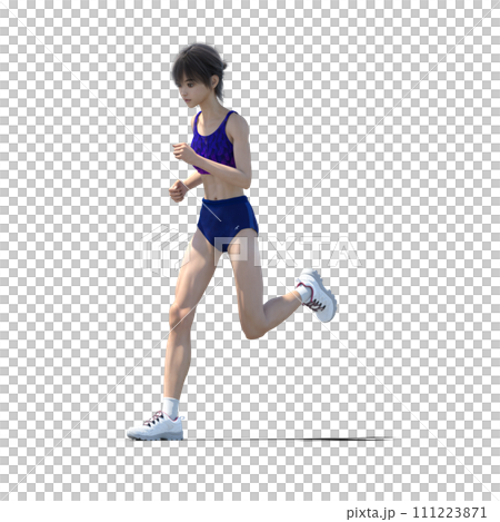 Female athlete in running wear posing perming3dcg illustration material 111223871