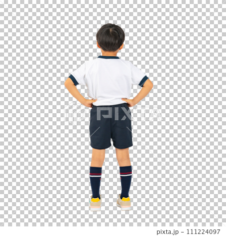 体操服を着た男の子の後ろ姿 手作業で精密に切り抜いた背景透過全身写真PNG 体操服を着た男の子の後ろ姿 手作業で精密に切り抜いた背景透過全身写真PNG 111224097