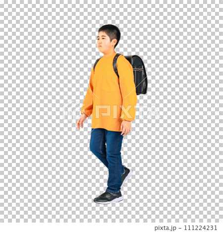 An elementary school boy walking with a school bag on his back - Full body photo PNG with transparent background precisely cut out by hand An elementary school boy walking with a school bag on his back - Full body photo PNG with transparent background precisely cut out by hand 111224231