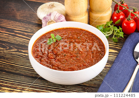 Spanish traditional gazpacho tomato soup 111224485