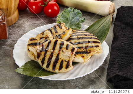 Grilled squid in the plate Grilled squid in the plate 111224578