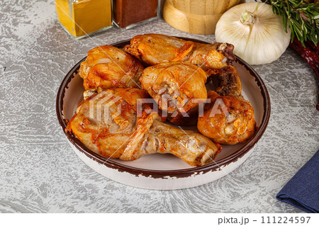Raw marinated chicken drumstick for cooking 111224597