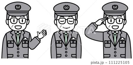 制服を着た男性警察官のポーズセット 111225105