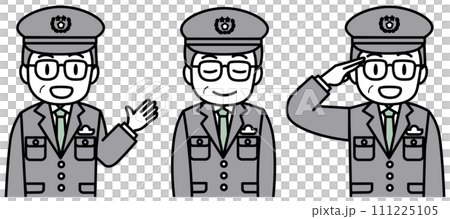 制服を着た男性警察官のポーズセット 111225105
