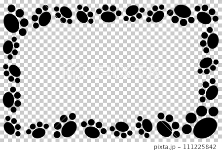 使用狗或貓的腳印作為框架的插圖。 111225842