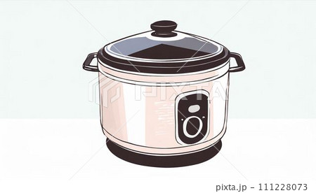 シンプルな背景とシンプルなピンクの炊飯器 111228073