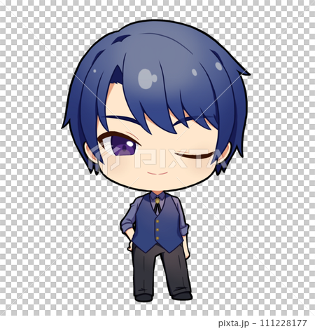 海軍藍頭髮男孩眨眨眼 2-無背景 111228177