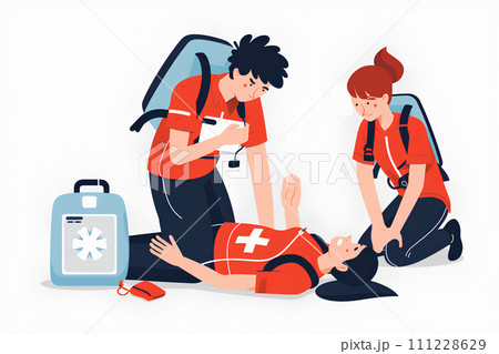 心臓発作の患者を助けている訓練 111228629
