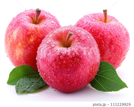red apples in water drops 111229929