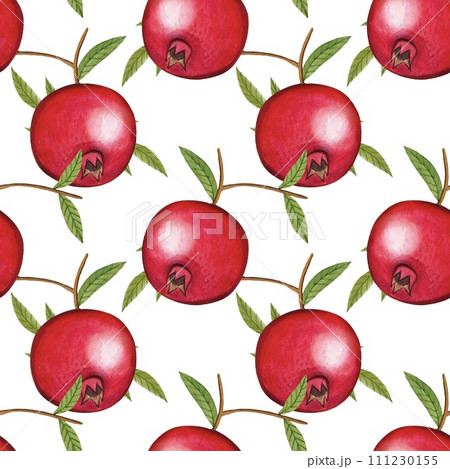 Seamless pattern with ripe pomegranates, watercolor illustration Seamless pattern with ripe pomegranates, watercolor illustration 111230155