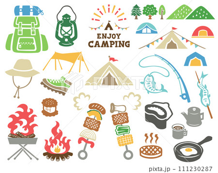 キャンプのイラストセット 111230287
