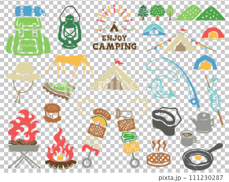 キャンプのイラストセット 111230287