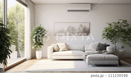 Room interior with effective air conditioning, ensuring comfort seamlessly. 111230598