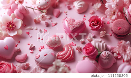 Valentine's setting hearts, roses, evoking love and romanticism. 111230806